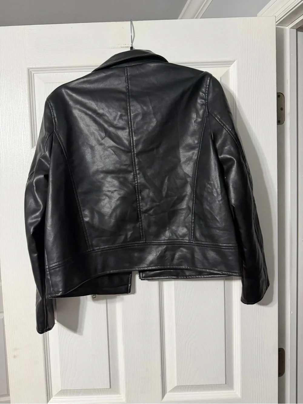 Zara Girls/Womens 13/14 Black Leather Biker Jacket with Zip Pockets